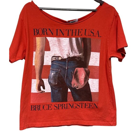 Daydreamer Tops - Daydreamer Women's T-Shirt Bruce Springsteen Born in USA Red Burnout Small NWT